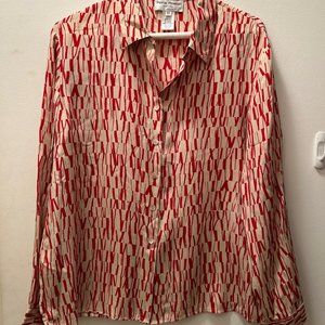 Rena Rowan Long sleeve silk blouse, size 12 Petite